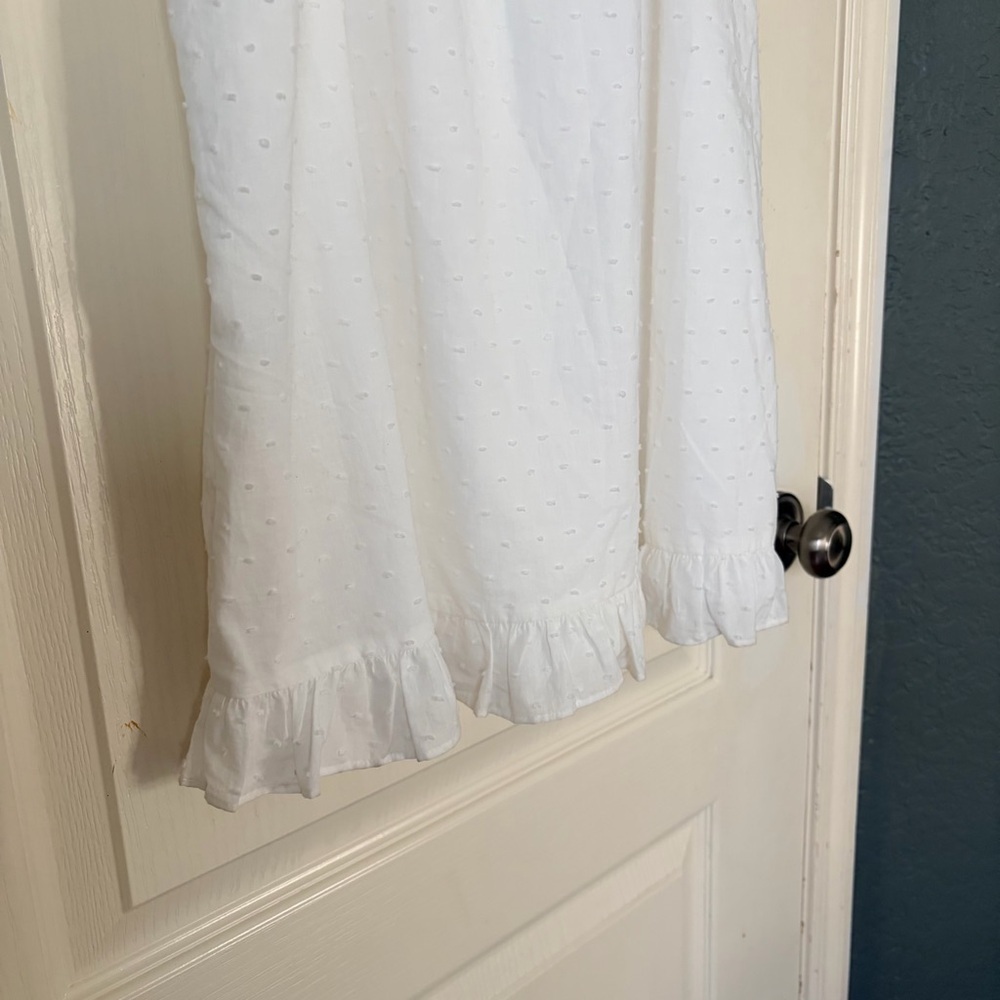 Abound Prairie Pintuck Button Square Neck White Mini Dress, Medium - Picture 5 of 14